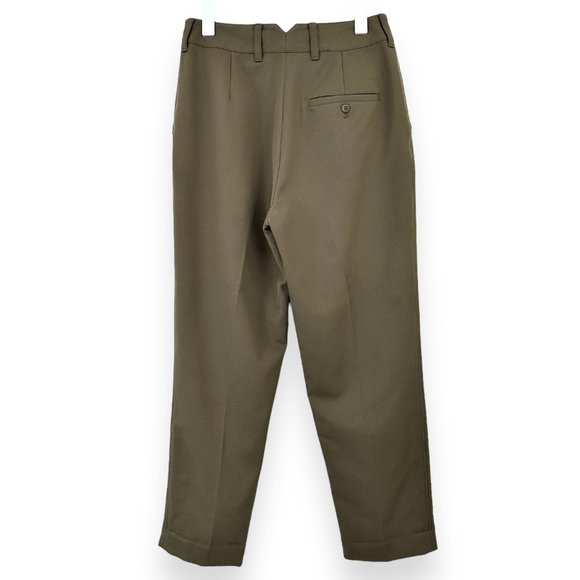 3.1 Phillip Lim Khaki Olive Green Pleated Relaxed Fit Wool Trousets Pants sz 2 - Picture 2 of 6
